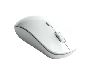 A white wireless computer mouse