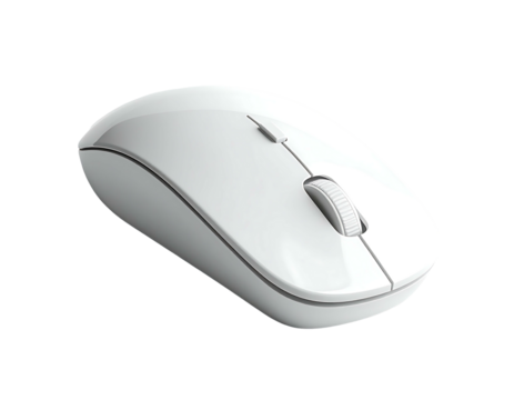 A white wireless computer mouse