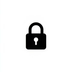 A stark black and white graphic illustration of a classic padlock, symbolizing security, privacy, and access control, presented on a clean white background