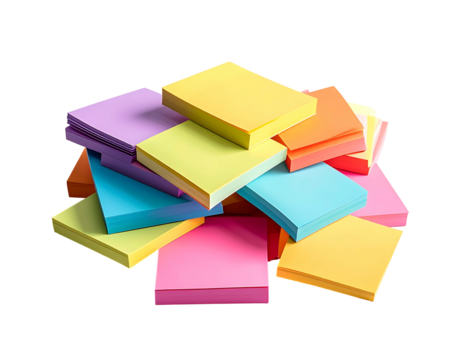 Colorful sticky notes piled high