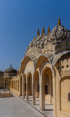 Arches and Domes with Golden Finials of the Ornate Hawa Mahal