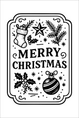“Happy Merry Christmas Label Design”