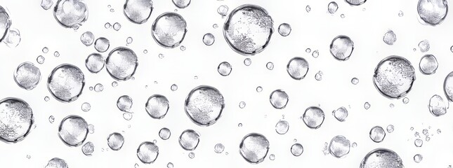 Bubbles on White Abstract and Clean Water Droplets Background