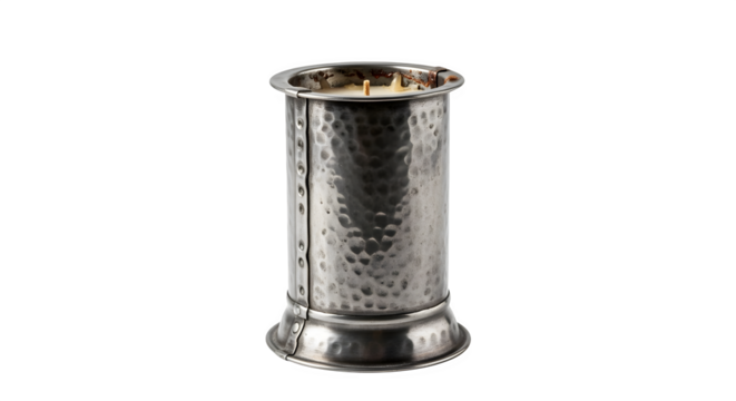 Hammered silver candle holder isolated on transparent background elegant metal candlestick for home decor and special occasions in studio shot