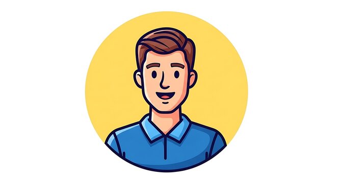 Smiling Man Portrait, Friendly, Casual, Illustration, Profile View. - Powered by Adobe