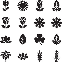 Botanical Silhouettes: An array of stylized floral illustrations, celebrating the beauty of nature's diverse blossoms and foliage. 