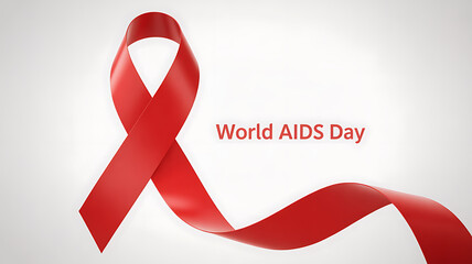 Red ribbon symbol for World AIDS Day on a light background