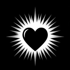 A black heart shape seems to emanate bright white light as if it's shining star, all against contrasting void of space. Gospel concept.