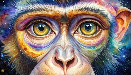 Close-up colorful monkey face