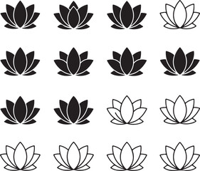 Obraz premium Elegant Lotus Harmony: A symmetrical composition of beautiful lotus flower designs, with the symbolic depiction of purity, enlightenment and serenity.
