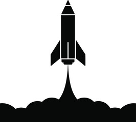 Fototapeta premium Dynamic rocket launch silhouette ascending into the night sky