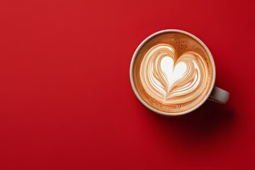 Cup of coffee with heart shaped box of chocolates on saucer