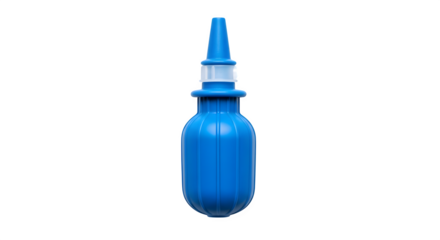Blue nasal wash bottle isolated on transparent background, a simple and effective tool for nasal hygiene and relief from congestion and allergies