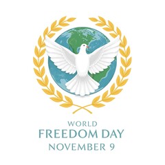 Fototapeta premium World freedom day dove and globe