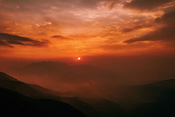 Sunrise over mountain range