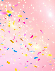Colorful confetti celebration background with sparkling lights party festive
