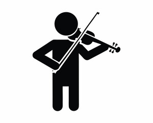 Fototapeta premium Musician playing violin icon silhouette vector isolated on white background