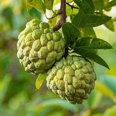 Fototapeta premium Two custard apples on a branch