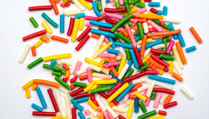 Rainbow Sprinkles: A vibrant close-up of a colorful assortment of sprinkles, capturing the joy and playfulness of sweet treats.