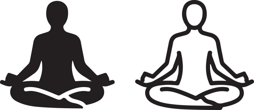 Inner Harmony: A minimalist illustration of a person sitting in the lotus position, their silhouette suggesting a deep state of meditation, calmness, and the pursuit of inner peace.