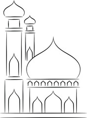 Simple Line Art of a Mosque Building