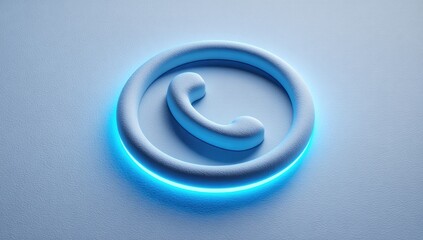 Fototapeta premium Light blue phone icon