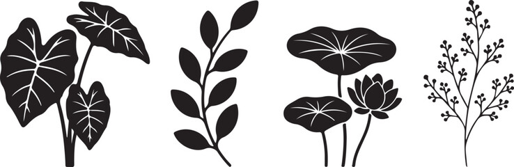 Botanical Silhouette: Elegant botanical silhouettes of varied plants against a pure background, creating a stylish visual representation of natural forms.