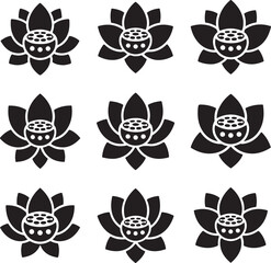Fototapeta premium Elegant Lotus Pattern: A repeating pattern of meticulously crafted lotus flowers, embodying purity, beauty, and spiritual serenity, designed in a timeless, monochrome style.