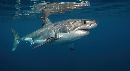 Fototapeta premium Great white shark underwater profile
