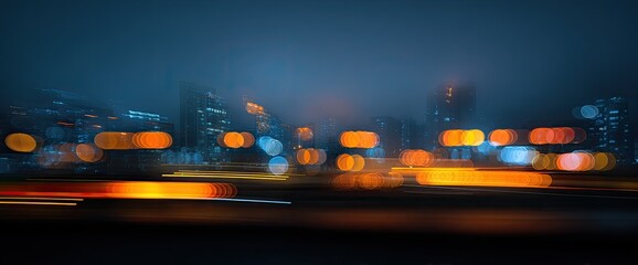 Night city lights blur