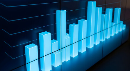 Dynamic Blue Bar Graph Display In Modern Office Environment