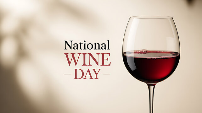National Wine Day celebration with a glass of red wine on a warm-toned background