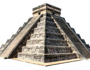 Ancient Mesoamerican pyramid, multi-tiered stone structure, impressive scale