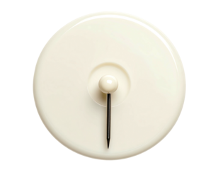 Cream-colored circular disc with centered pin