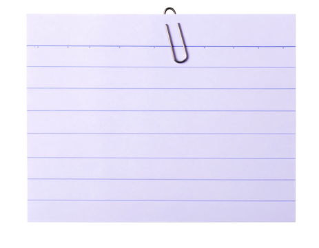 Blank lined notepad paper with metal clip