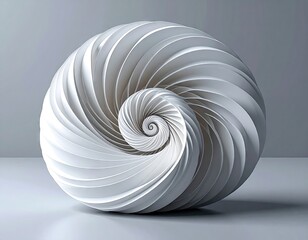 Abstract white spiral sphere on a light gray background