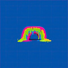 A vibrant rainbow, dripping with vibrant colors, on a deep blue backdrop