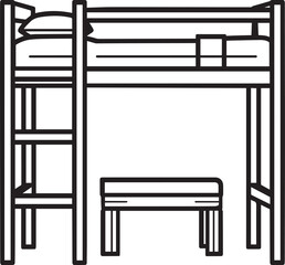 Loft Bed furniture icon clean simple outline