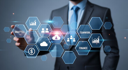 Business Technology Concept With Futuristic Data Hologram