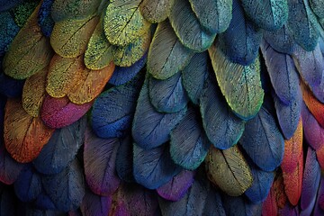 Close-up colorful feather texture
