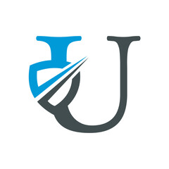 Shield Logo combine with letter U vector template