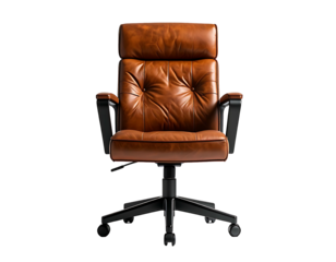 Tan leather office chair, front view (1)