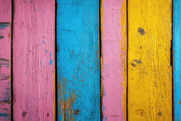 Vibrant painted wooden planks