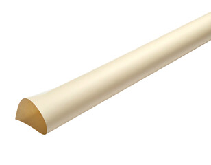 Off-white, curved, cylindrical molding