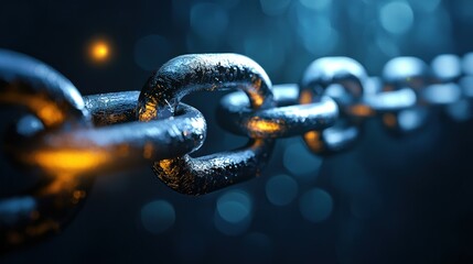 A conceptual image of blockchain technology securing inventory data and order statuses in a logistics hub