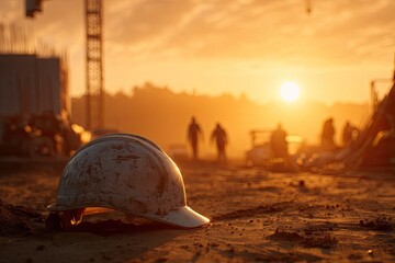 Obraz premium Construction site at sunset