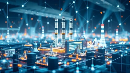 Abstract pattern of smart factory as network nodes