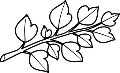 Vector branch with leaves organic natural contour silhouette design
