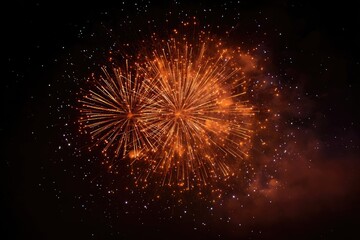 Fireworks explosion in dark night sky