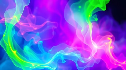 Abstract colorful smoke background with a smooth, flowing wave pattern of blue, purple, and black colors.